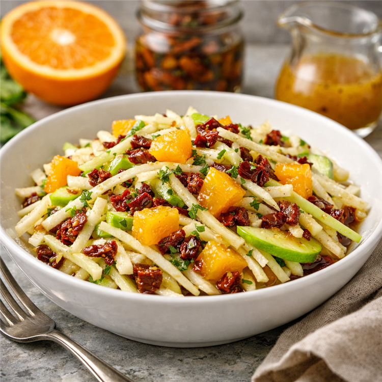 Portakallı, Yeşil Elmalı & Kurutulmuş Domatesli Kereviz Salatası